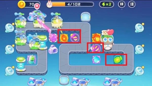 保卫萝卜4太空穿越第6关无道具金萝卜全清攻略