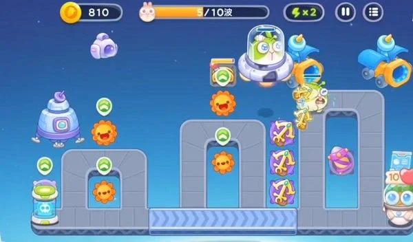 保卫萝卜4太空穿越第52关无道具金萝卜全清攻略
