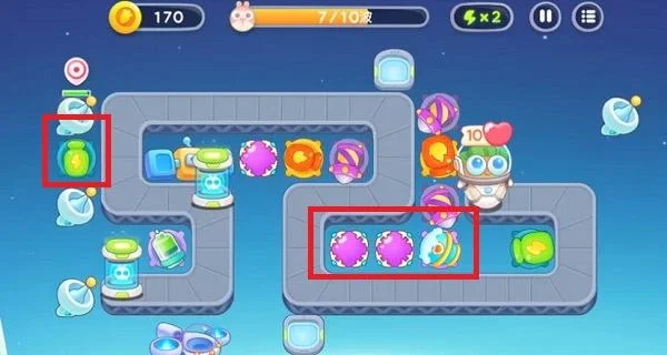 保卫萝卜4太空穿越第6关无道具金萝卜全清攻略