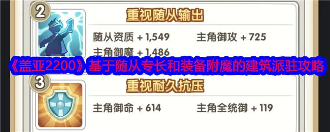 盖亚2200基于随从专长和装备附魔的建筑派驻攻略 盖亚2200基于随从专长和装备附魔的建筑派驻攻略