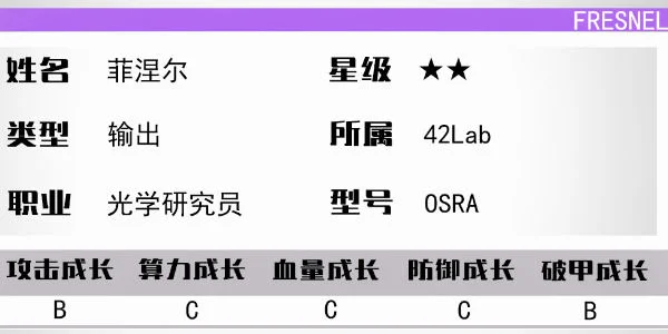 少女前线云图计划菲涅尔介绍