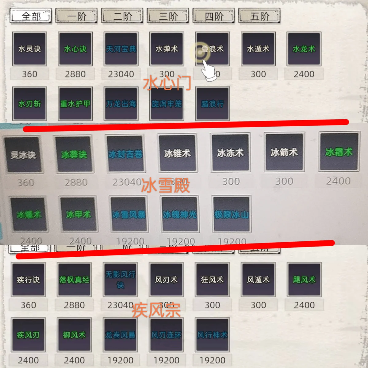 修仙家族模拟器2各宗门功法大全