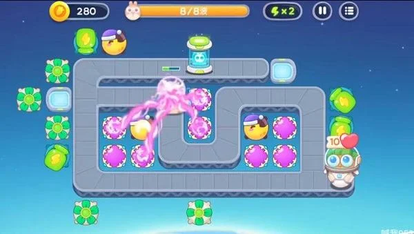 保卫萝卜4太空穿越第8关无道具金萝卜全清攻略