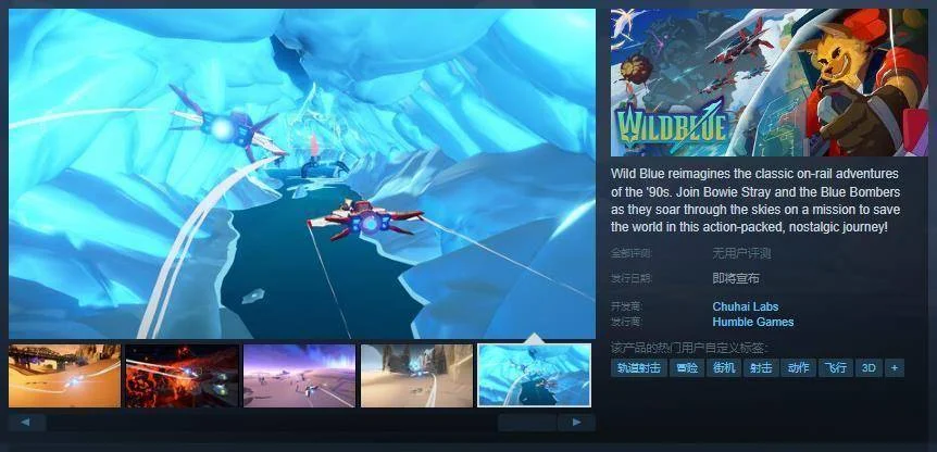 轨道射击游戏《Wild Blue》Steam页面开放，发售日待定